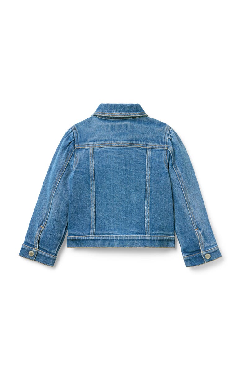Janie and Jack Denim Puff Sleeve Jacket In Medium Wash, Alternate, color, Blue