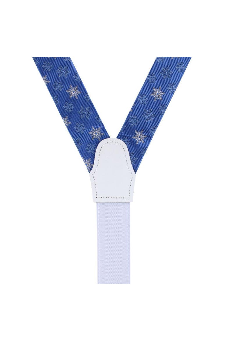 Big and Tall Let It Snow Novelty Snowflake Silk Formal End Suspenders, Alternate, color, Light Blue