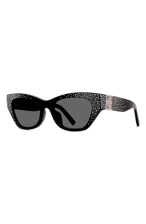 Givenchy 4g 55mm Cat Eye Sunglasses In Shiny Black/smoke