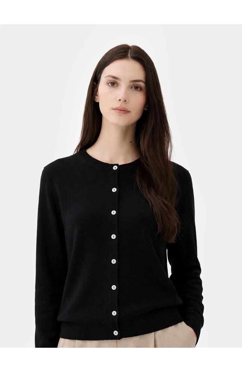 Gobi Cashmere Timeless Cashmere Crewneck Cardigan, Main, color, Black