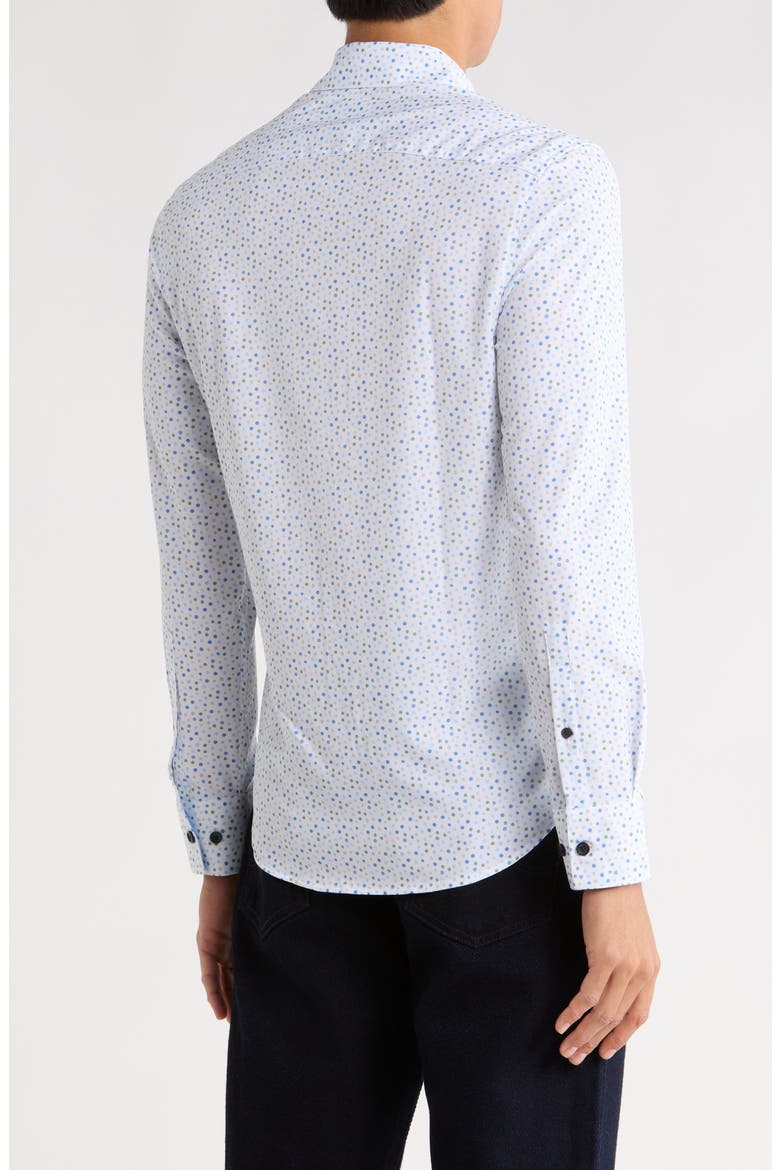Slim Fit Dot Print 4-Way Stretch Button-Up Shirt, Alternate, color, WHITE/ BLUE