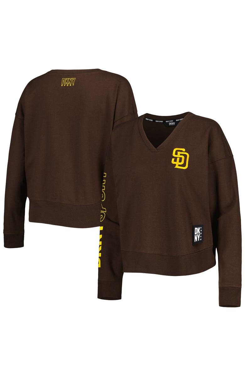 DKNY SPORT Women's DKNY Sport Brown San Diego Padres Lily V-Neck Pullover Sweatshirt, Main, color,
