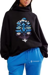 Free People FP Movement On Your Mark Logo Embroidered French Terry Sweatshirt