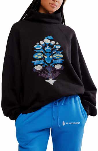 Free People FP Movement On Your Mark Logo Embroidered French Terry Sweatshirt