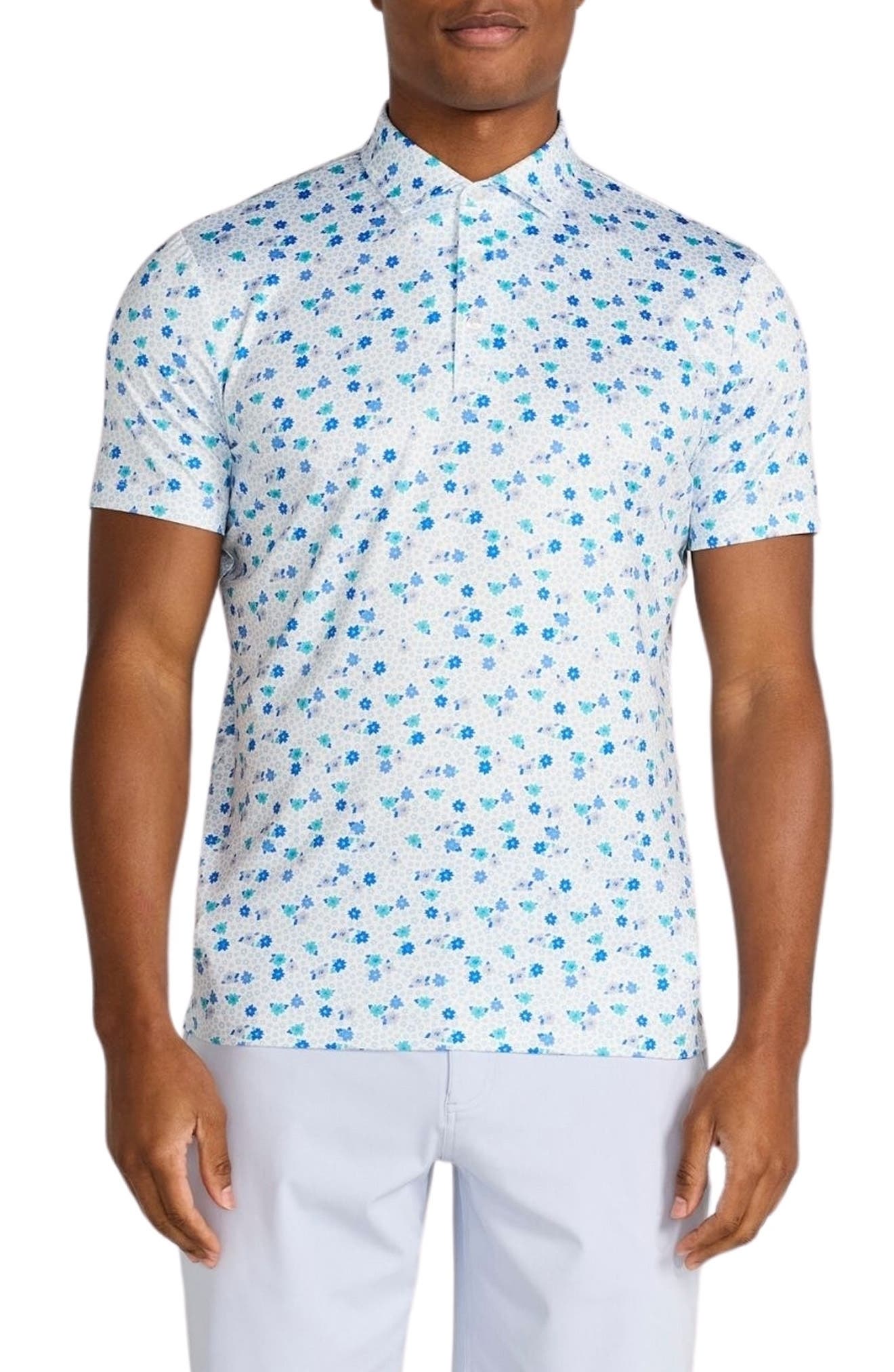 REDVANLY REDVANLY LEONE FLORAL PERFORMANCE POLO