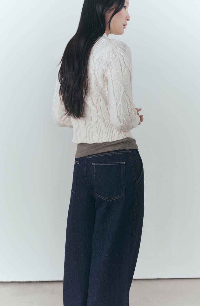 MANGO Perkins Cable Stitch Crop Sweater, Alternate, color,