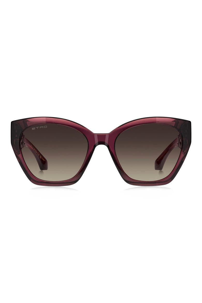 55mm Rectangular Cat Eye Sunglasses, Main, color, BURGUNDY GREEN/ BROWN SF