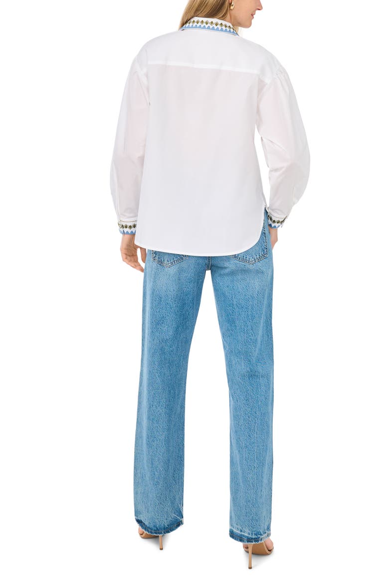 Embroidered Long Sleeve Button-Up Shirt, Alternate, color, BRIGHT WHITE