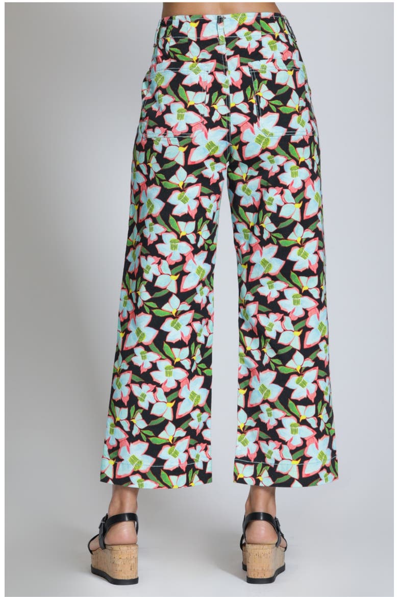 Print Wide Leg Ankle Jeans, Alternate, color, TURQUOISE MULTI