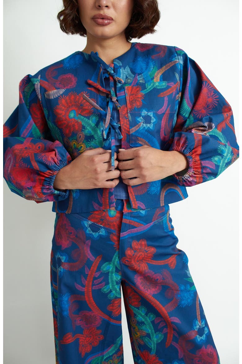 Coco Jacket, Alternate, color, Blue embroidery vine