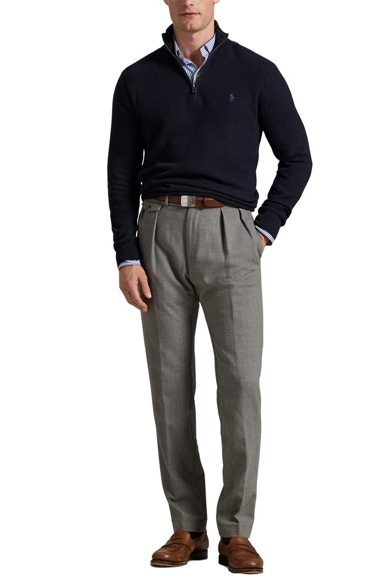 Polo Ralph Lauren Quarter Zip Cotton Sweater, Alternate, color, Navy Heather