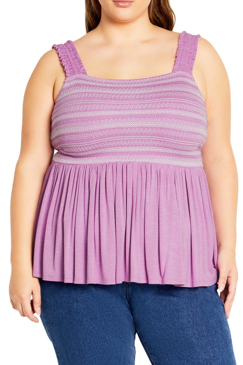 Danni Embroidered Peplum Tank, Main, color, VIOLET