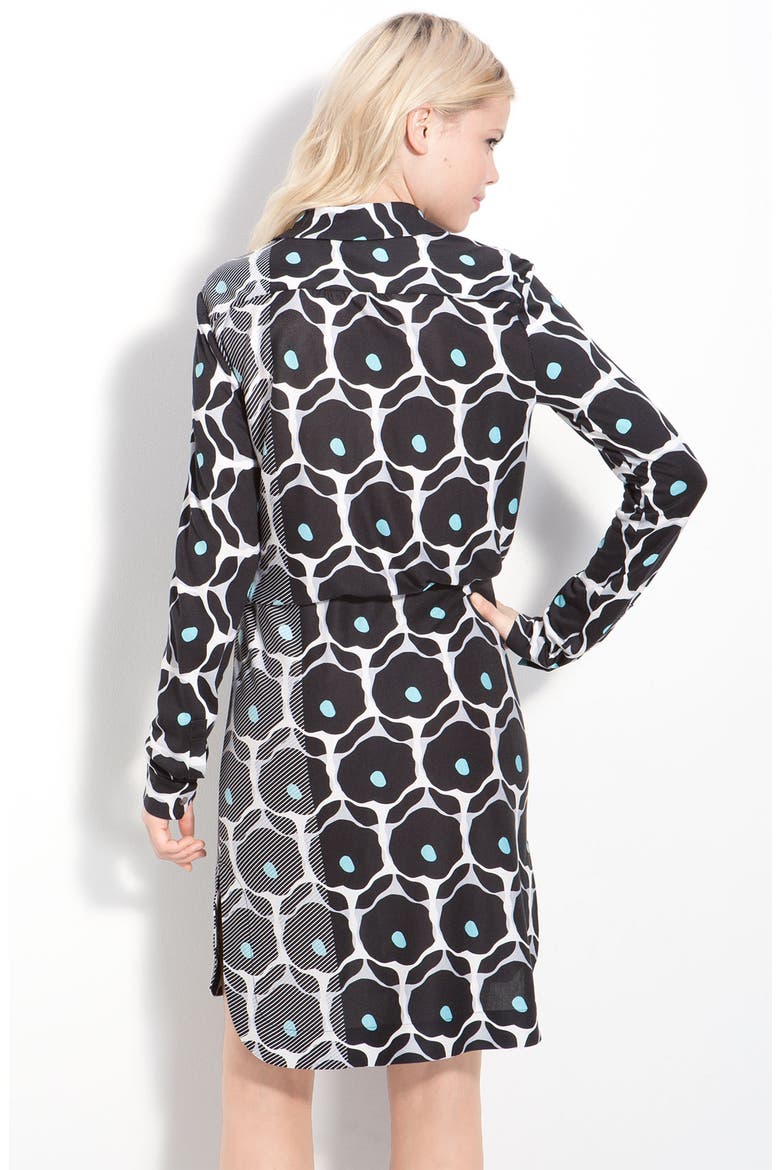 'Kovacs' Snap Front Print Silk Shirtdress, Alternate, color, POP DAISY BLACK