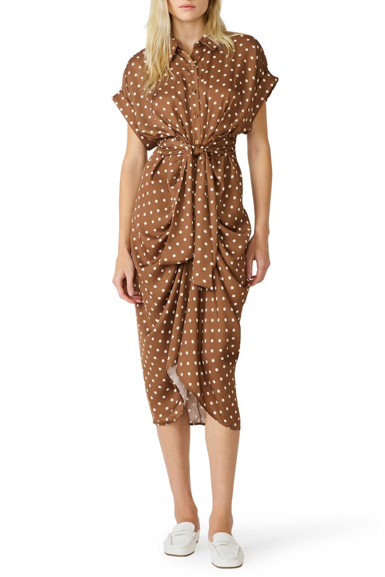 Tori Polka Dot Shirtdress, Main, color, TOFFEE/ ANTIQUE WHITE