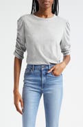 Veronica Beard Waldorf Ruched Sleeve Cotton T-Shirt