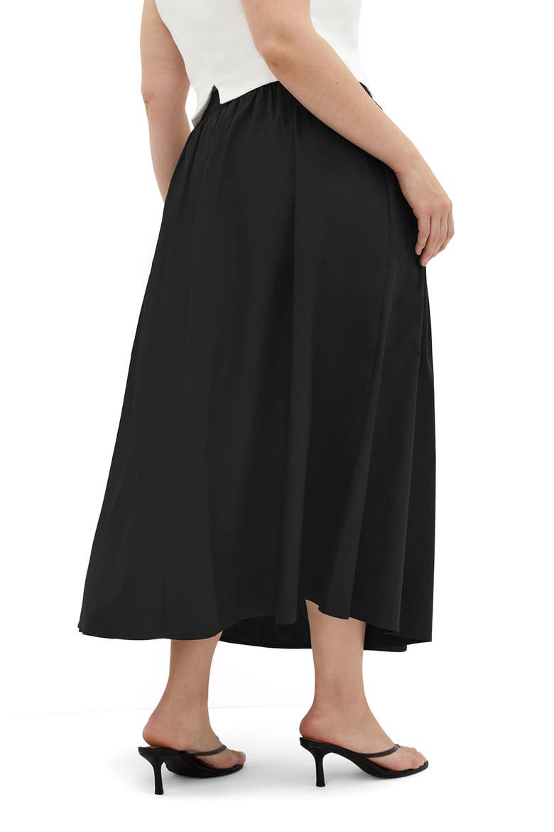 Maci Cotton Midi Skirt, Alternate, color, BLACK