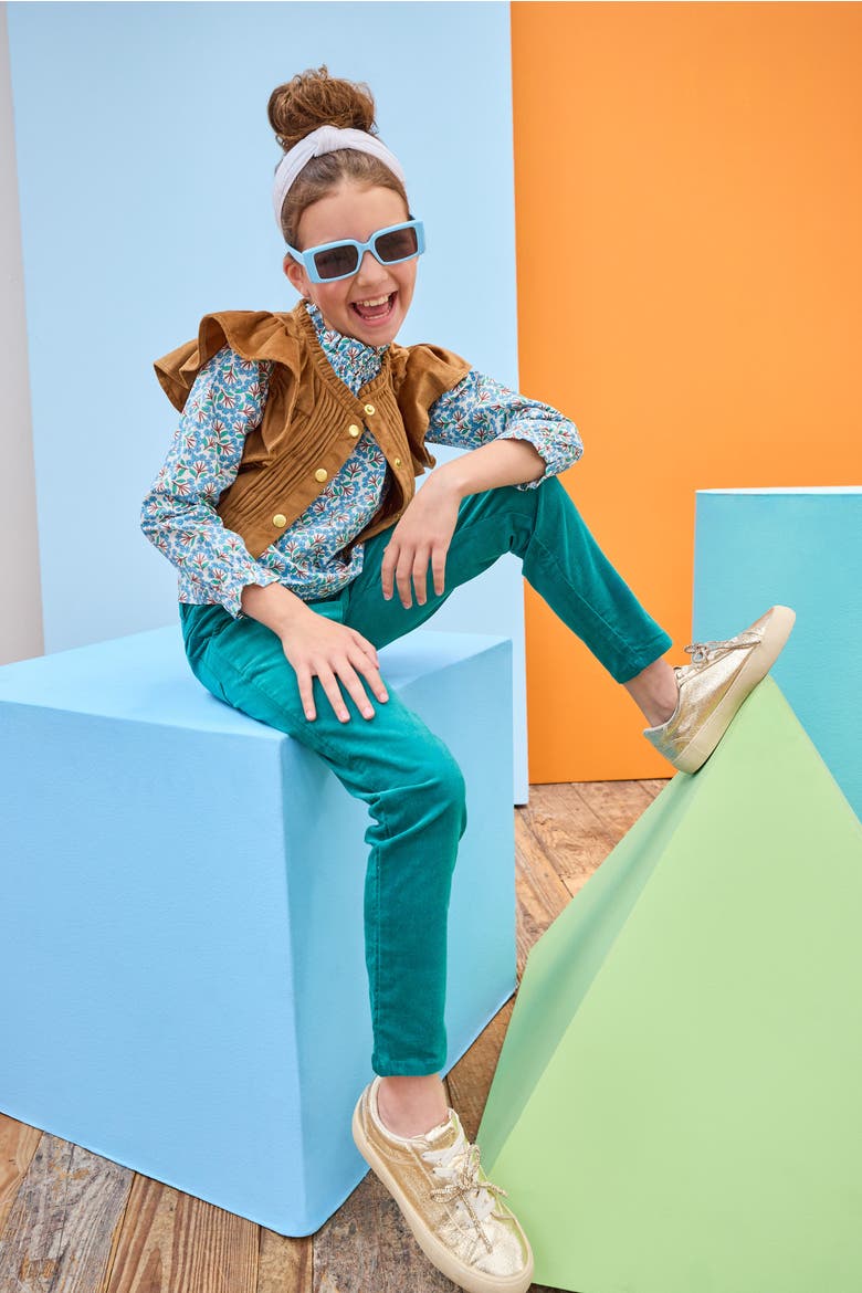 Kids' Velvet Twiggy Pants, Alternate, color, Peacock Velvet
