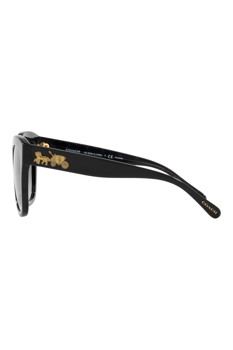 Horse & Carriage 56mm Polarized Cat Eye Sunglasses, Alternate, color, BLACK