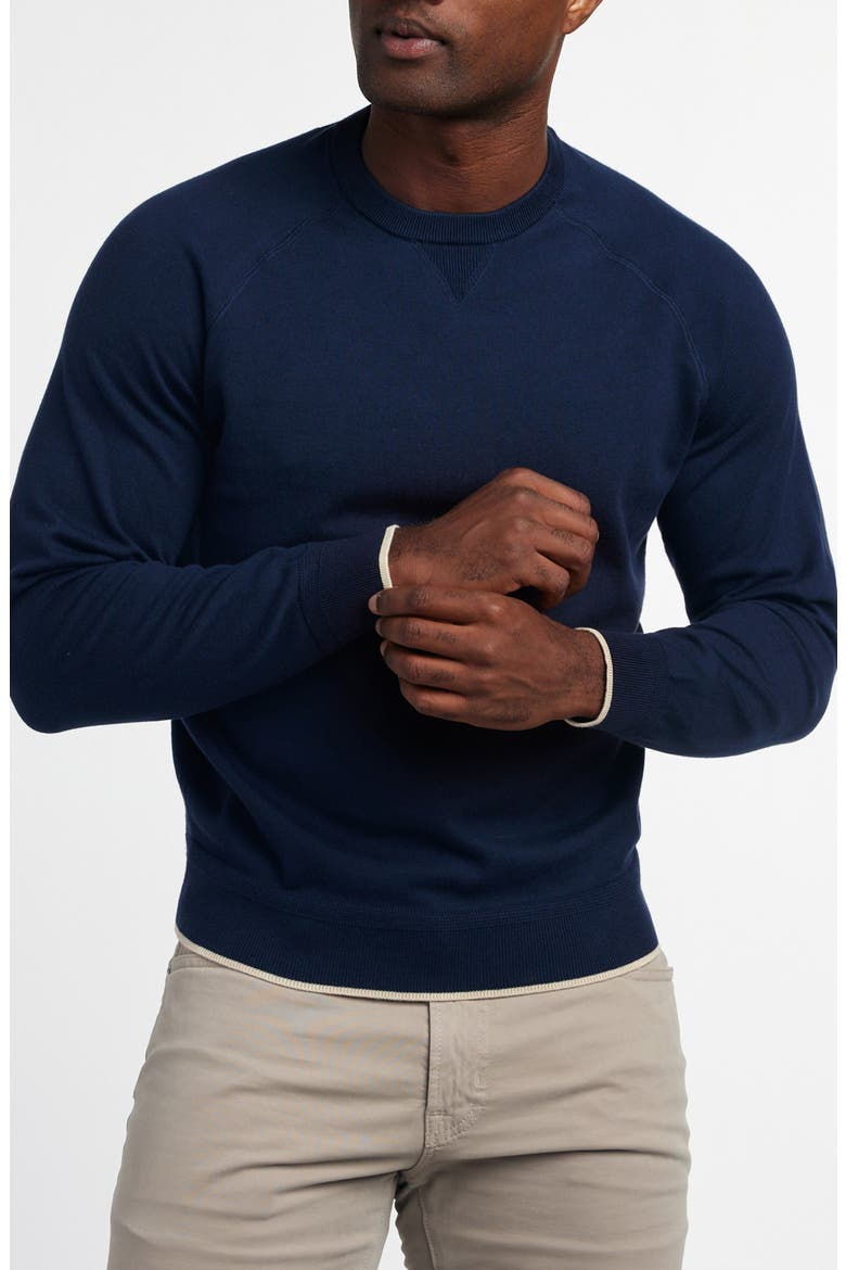 South Point Cotton & Silk Blend Crew Sweater, Main, color, NAVY