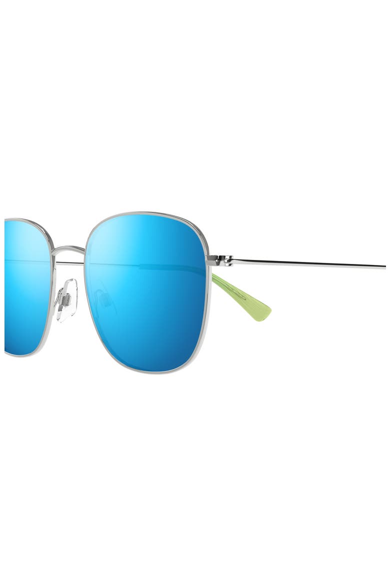 Olali AF 55mm Polarized Square Sunglasses, Alternate, color, SHINY SILVER W/ BLUE GREEN