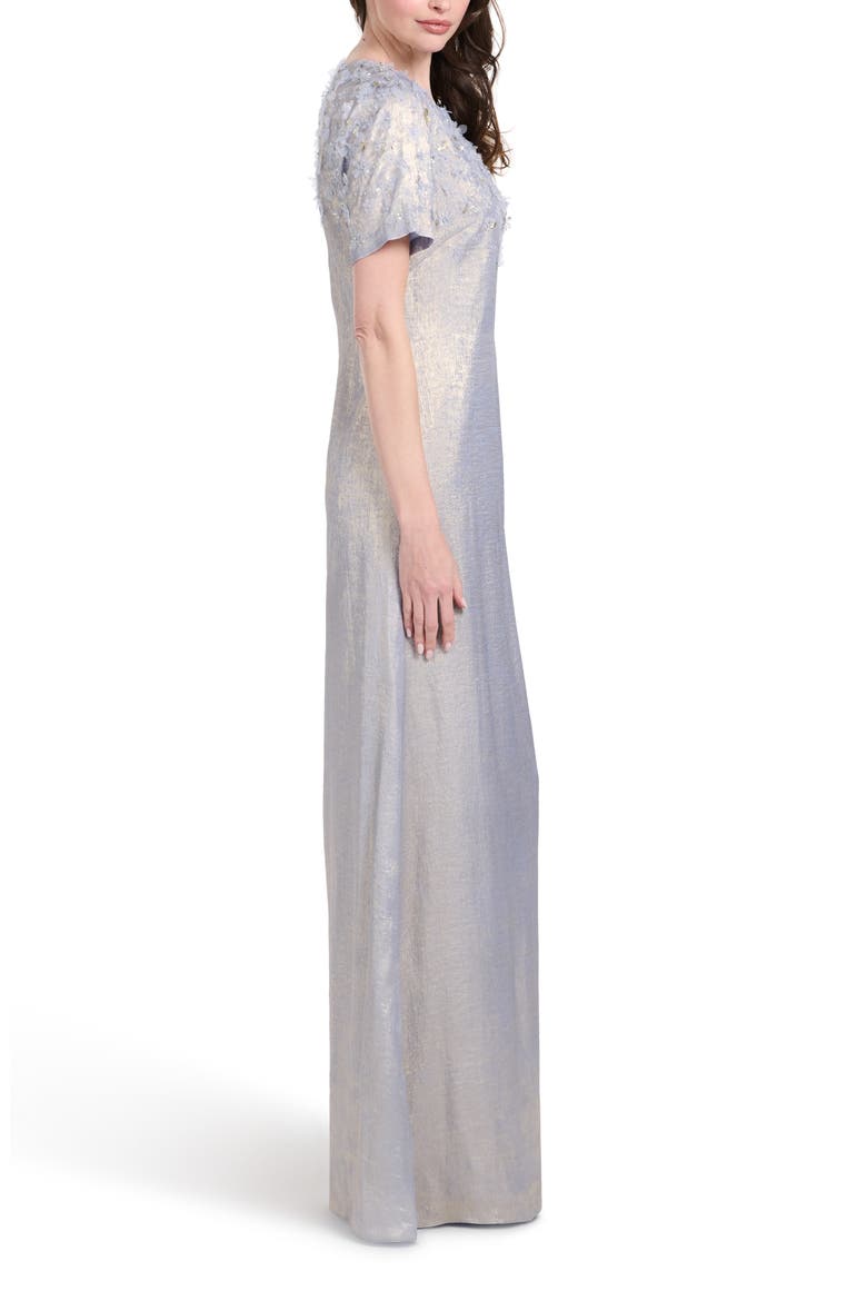 Beaded Metallic Chiffon Gown, Alternate, color, LIGHT BLUE