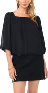Vince Camuto Square Neck Bubble Sleeve Chiffon Top