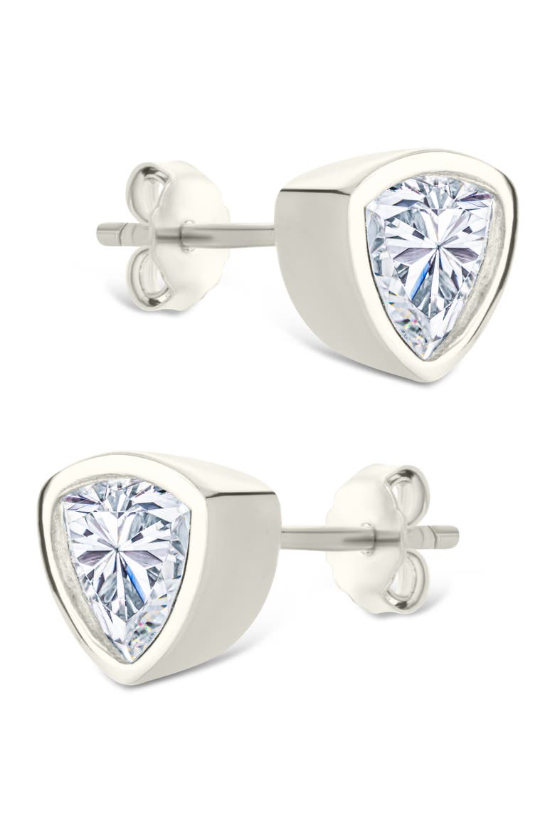 Trillion Cut Cubic Zirconia Stud Earrings, Alternate, color, SILVER
