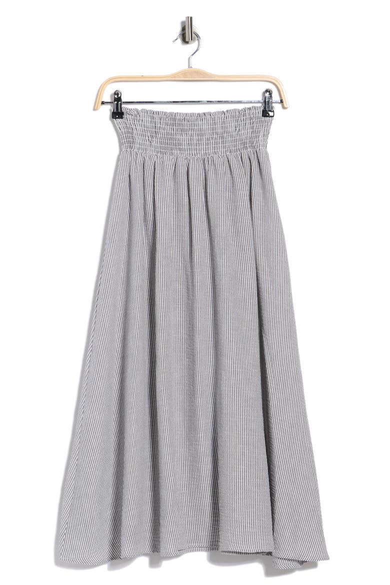 Smocked Waist Midi Skirt, Alternate, color, BLACK
