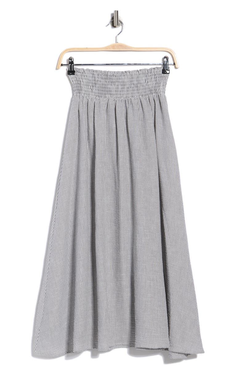 Renee C Smocked Waist Midi Skirt, Alternate, color, Black