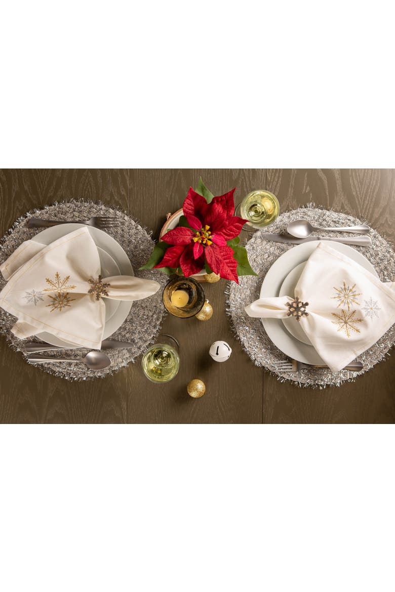 Sparkle Snowflakes Embroidered Napkin Set/6, Alternate, color, Sparkle Snowflakes