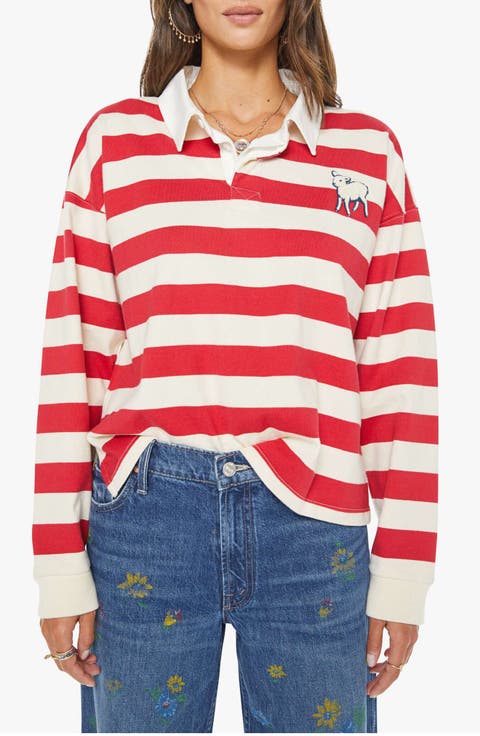 The Boxy Match Stripe Cotton Rugby Shirt