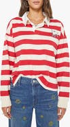 MOTHER The Boxy Match Stripe Cotton Rugby Shirt