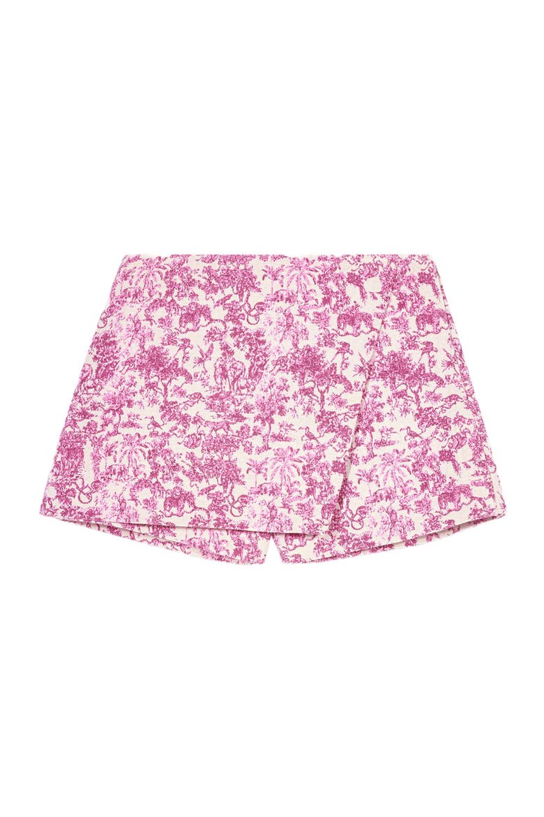 Layered shorts, Alternate, color, Pink jungle canvas