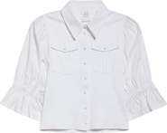 Cinq à Sept Lyric Mixed Media Stretch Cotton Button-Up Shirt
