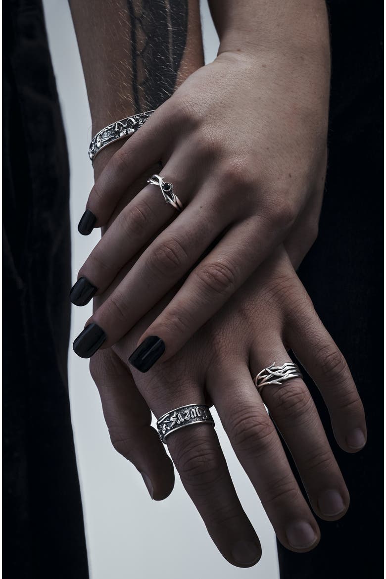Rosethorn Thick Sterling Silver Ring, Main, color, Silver