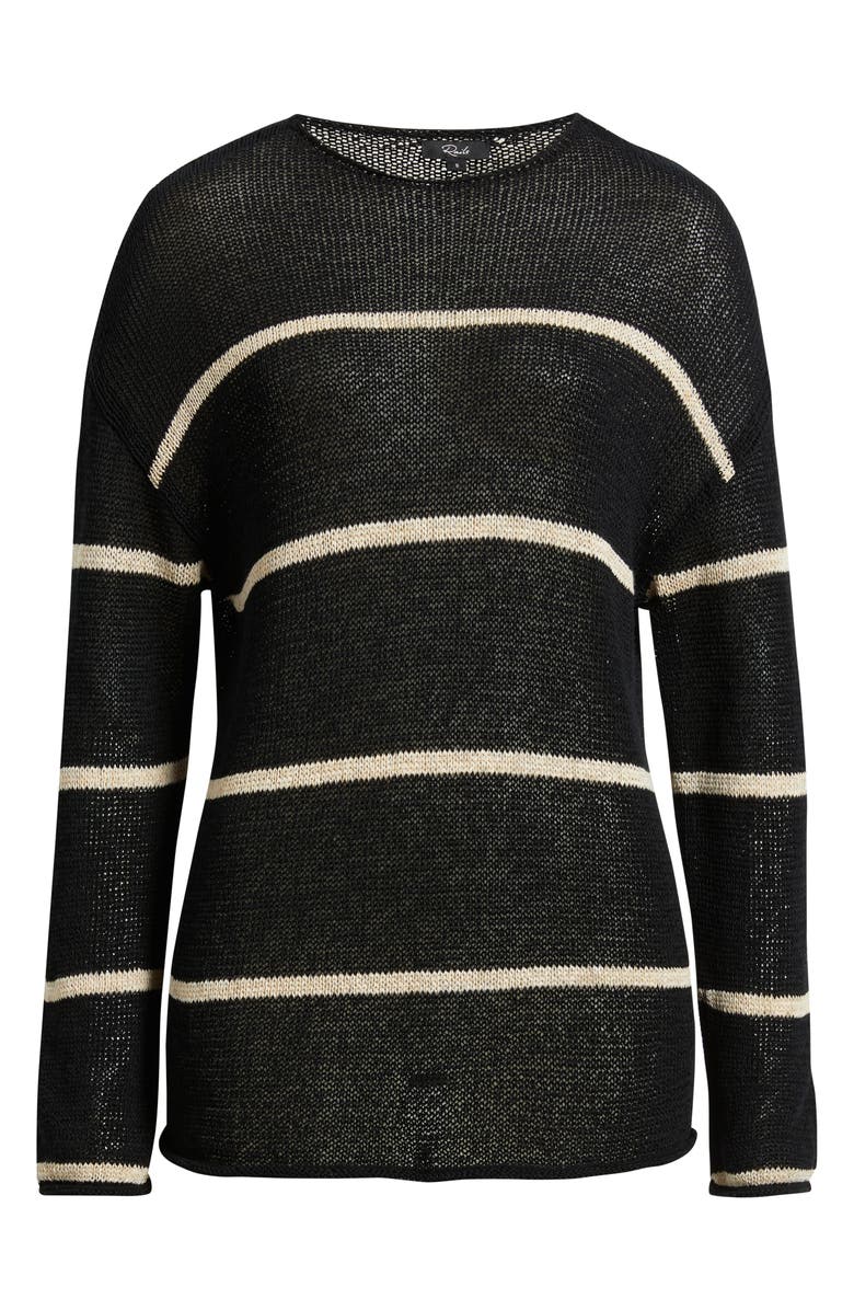 Rails Evangeline Stripe Cotton & Linen Blend Sweater, Alternate, color, Black Linen Stripe