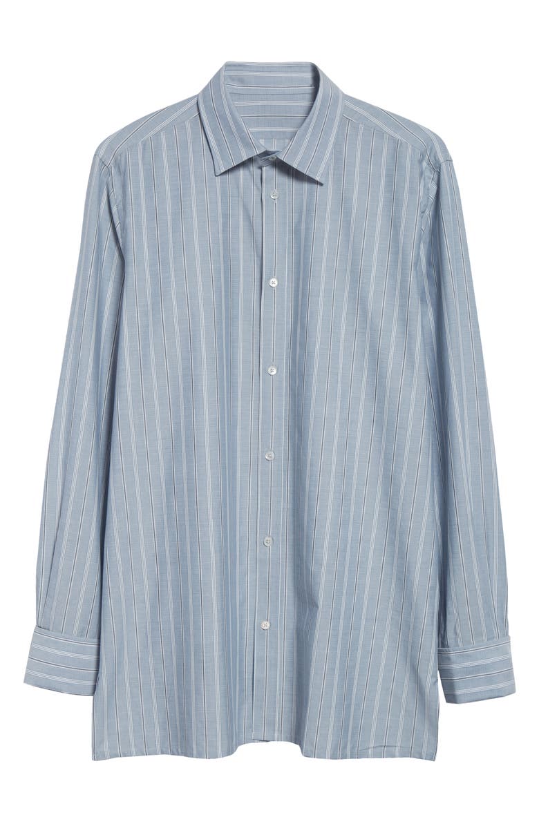 Maison Margiela Stripe Cotton Button-Up Shirt, Alternate, color, Blue