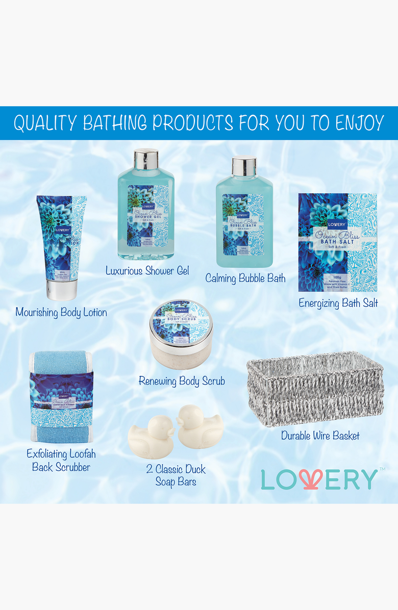 Lovery 9-Piece Home Spa Gift Basket Set, Alternate, color, Ocean Bliss