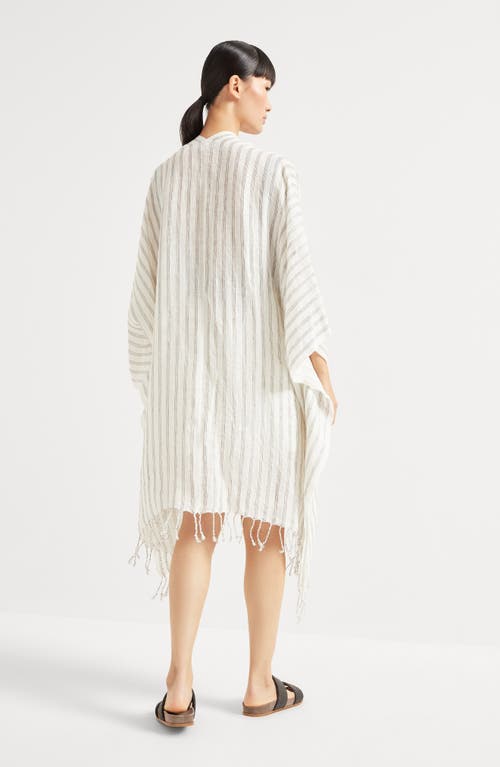 Brunello Cucinelli Poncho With Fringe In Panama
