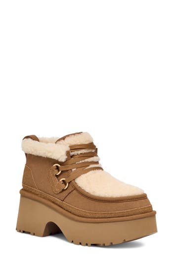 UGG UGG® CLASSIC NEW HEIGHTS GENUINE SHEARLING LACE-UP BOOTIE 