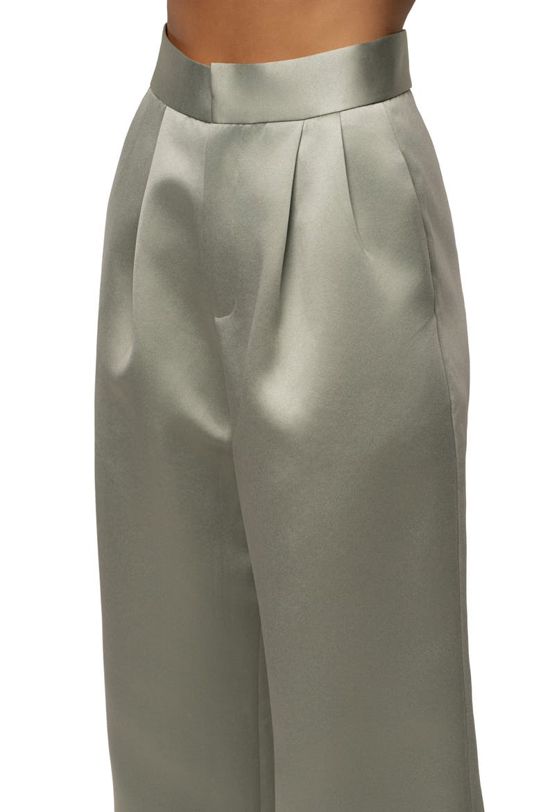 City Nights Satin Trouser, Alternate, color, Sage