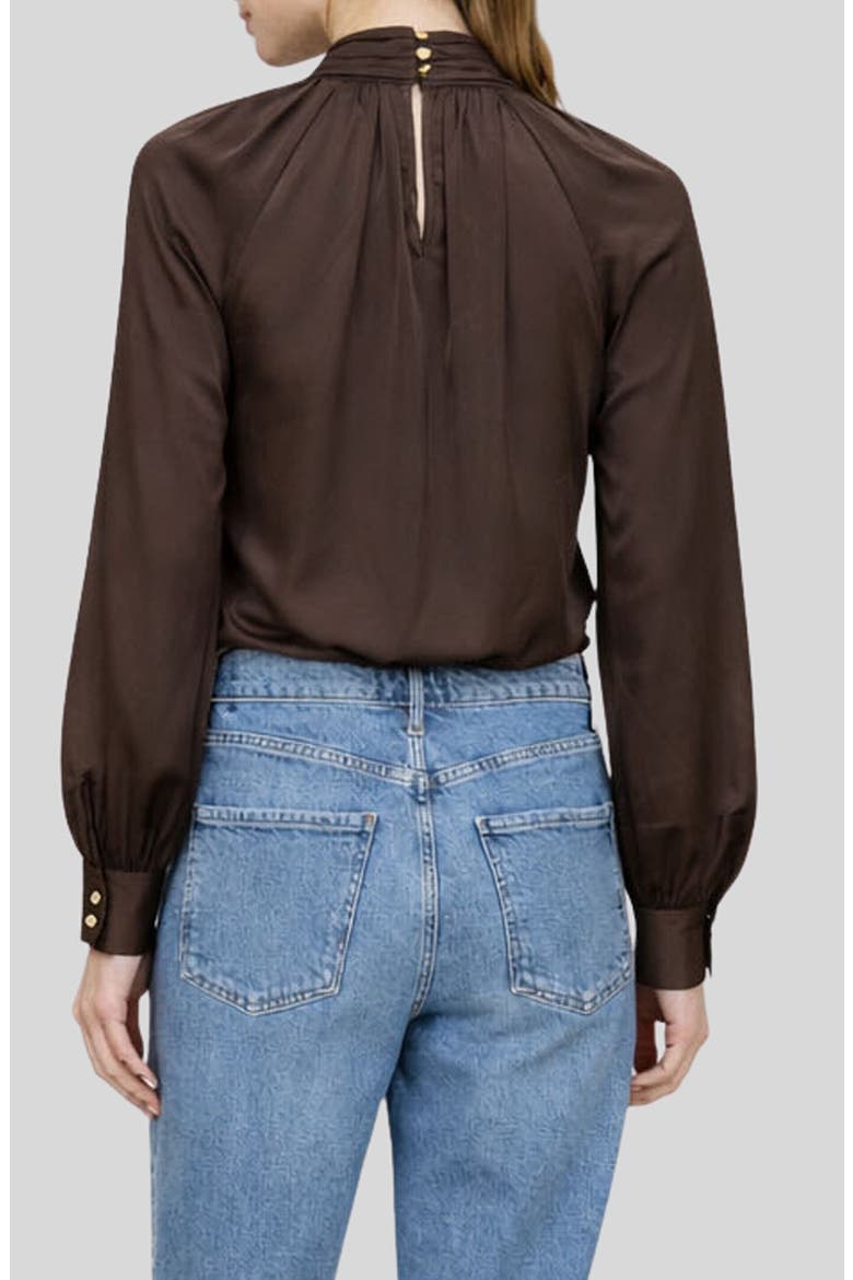 Mock Neck Long Sleeve Satin Top, Alternate, color, BROWN