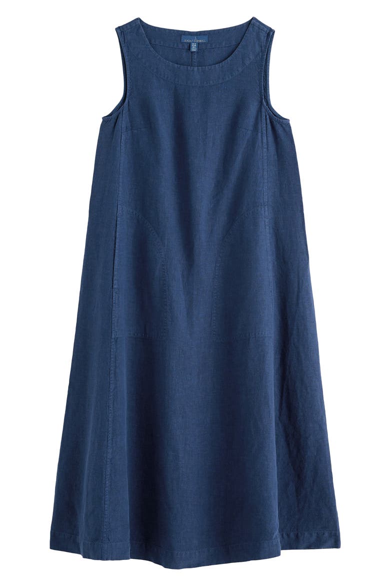 Cresting Waves Sleeveless Linen A-Line Dress, Alternate, color, DARK VOYAGE