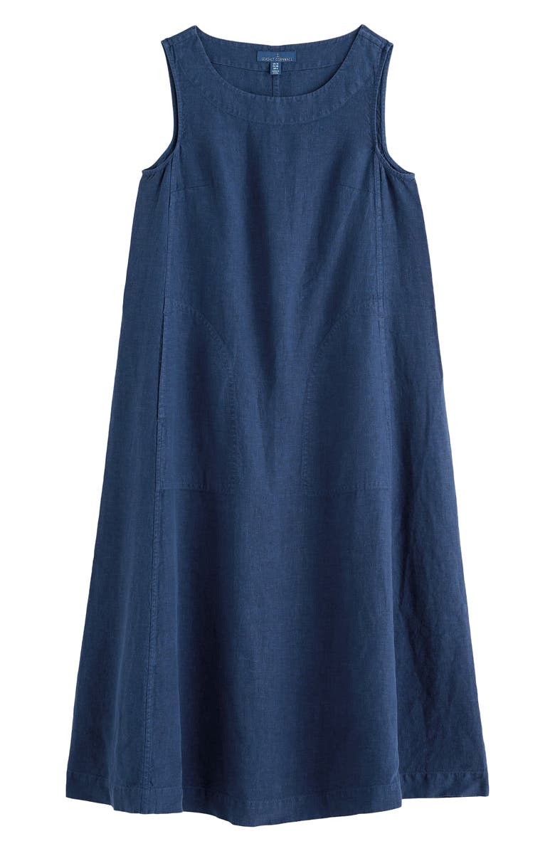 Seasalt Cornwall Cresting Waves Sleeveless Linen A-Line Dress, Alternate, color, Dark Voyage