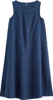 Seasalt Cornwall Cresting Waves Sleeveless Linen A-Line Dress