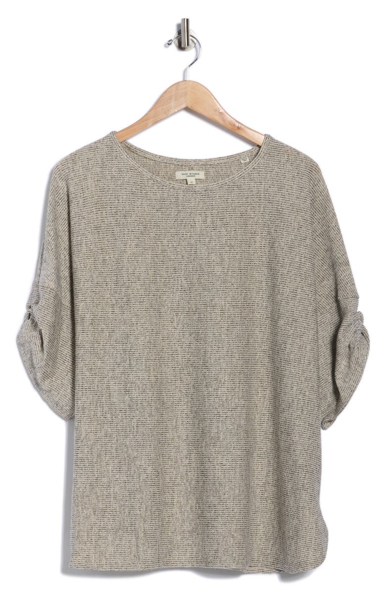 MAX STUDIO Cinched Sleeve Top, Alternate, color, Oatmeal/ Black