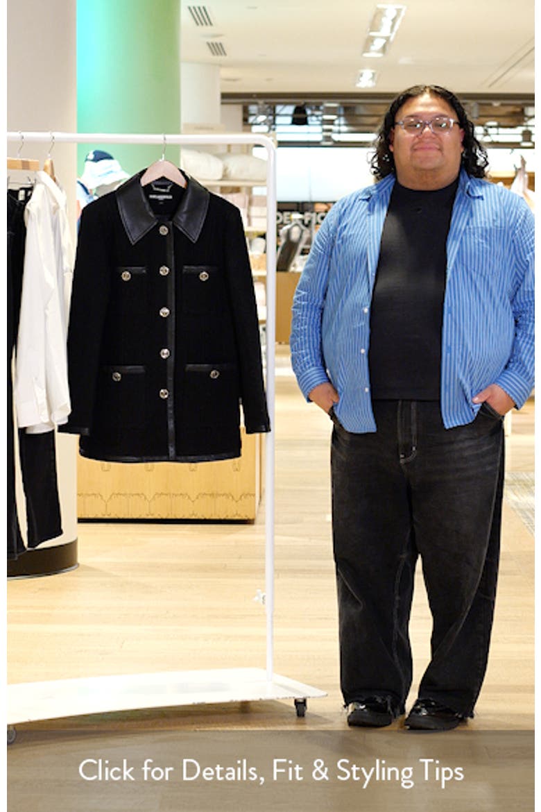 Wool Blend Jacket with Faux Leather Trim video