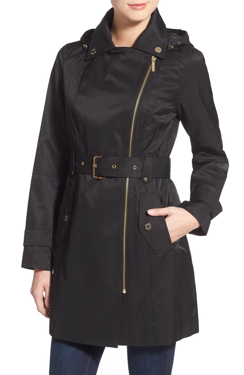 MICHAEL Michael Kors Asymmetrical Hooded Trench Coat, Alternate, color, 