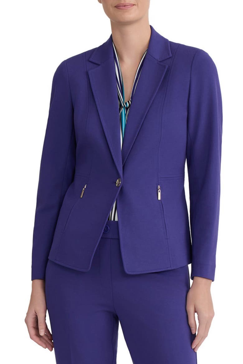 Notch Lapel Zip Pocket Blazer, Main, color, REGAL PLUM