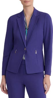 KASPER Notch Lapel Zip Pocket Blazer